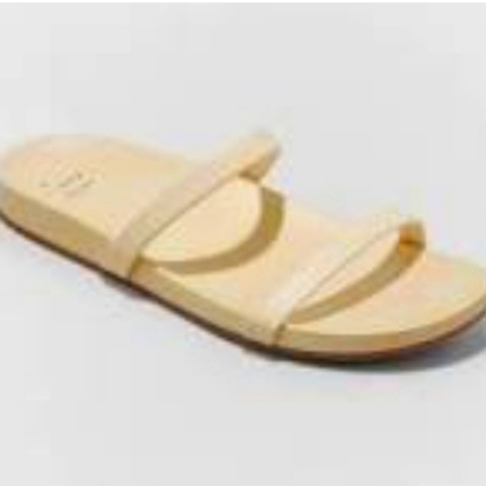 2 strap Canary Yellow Sandals 7.5